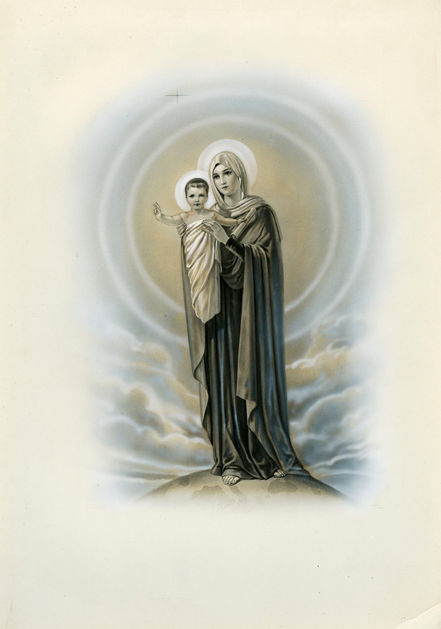 Image pieuse : Vierge et enfant (gravure) - Anonymous Anonymous