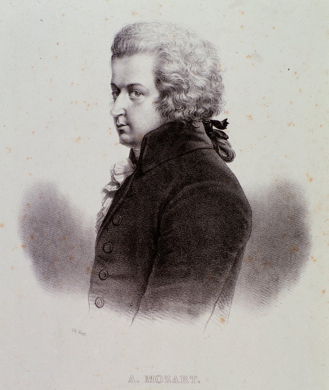 Portrait du compositeur autrichien Wolfgang Amadeus Mozart (1756-1791) Gravure. XIXe siècle. Collection privée milanaise - Anonymous Anonymous