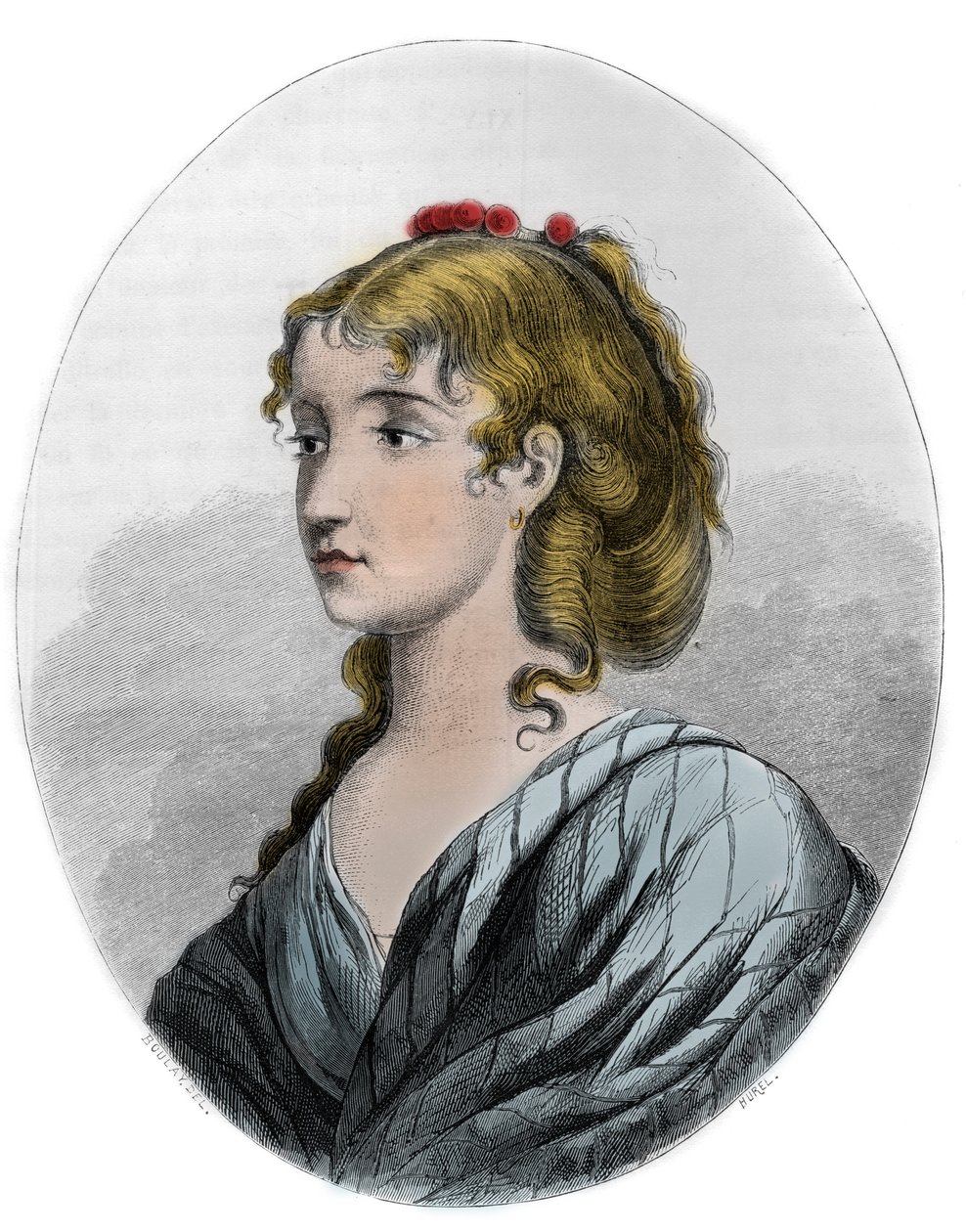 Portrait de Cécile Aimée Renault (1774-1794), révolutionnaire française - Gravure de 1863 dans « Le Livre Rouge - Histoire De L