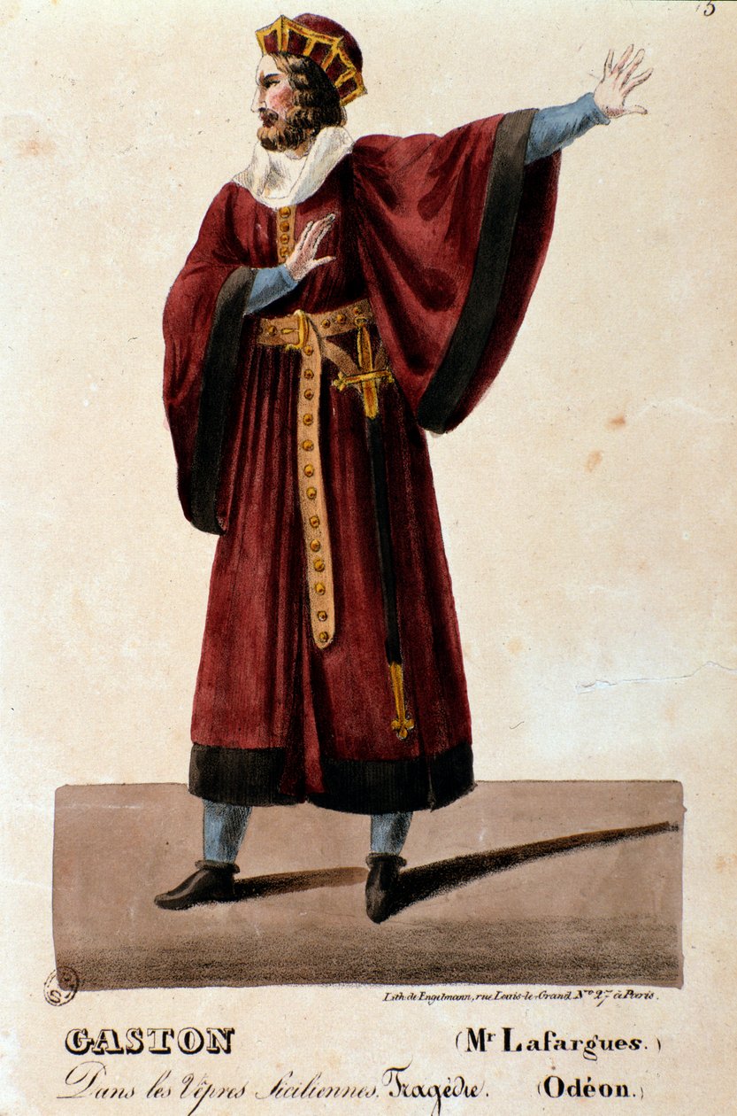 Portrait de Gaston interprété par Lafargues dans Les Vêpres siciliennes (I vespri siciliani) opéra de Giuseppe Verdi - Anonymous Anonymous