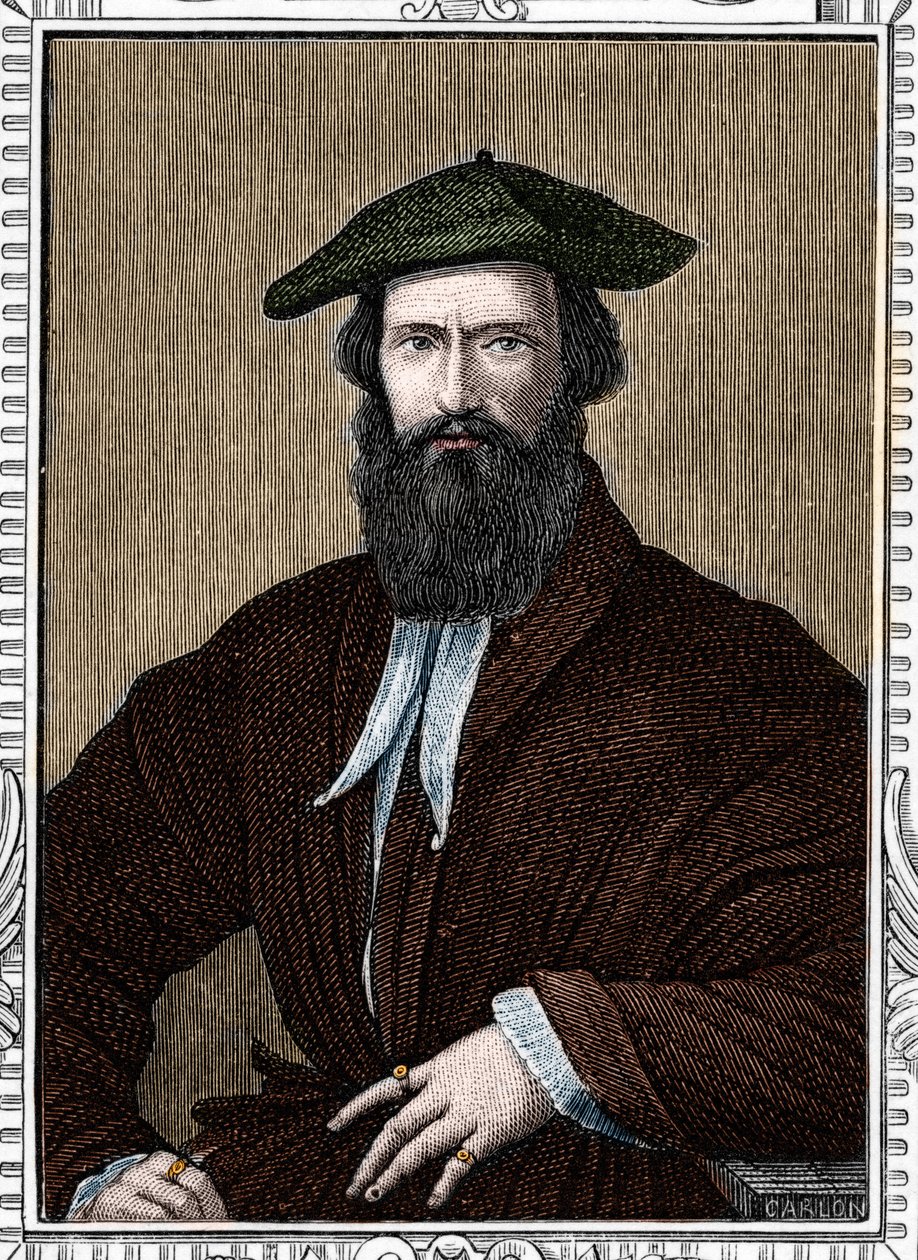 Portrait de Girolamo Francesco Maria Mazzola dit Parmigianino ou Le Parmesan (1503-1540) peintre italien. Gravure de 1859 dans "Les galeries d