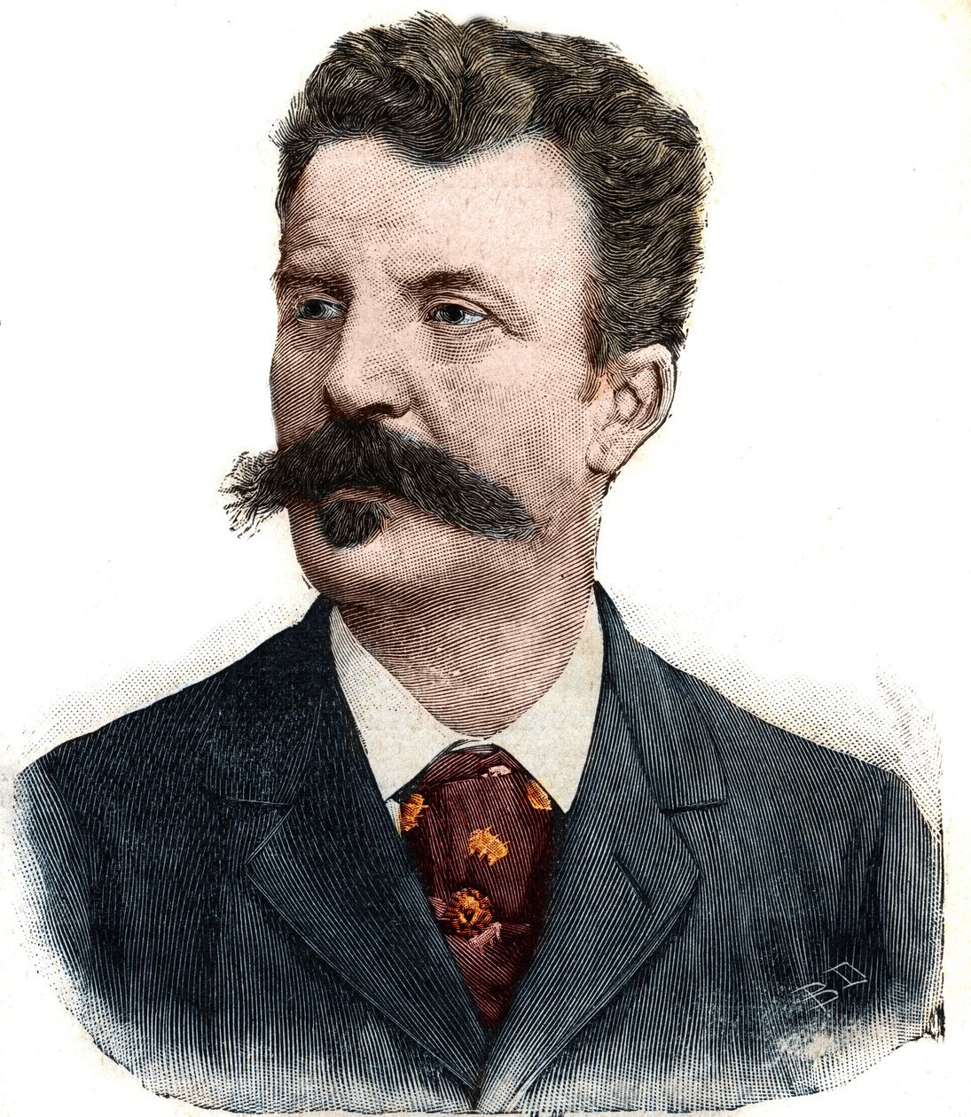 Portrait de Guy de Maupassant (1850-1893) écrivain français. Gravure dans « Le Petit Parisien » - Anonymous Anonymous