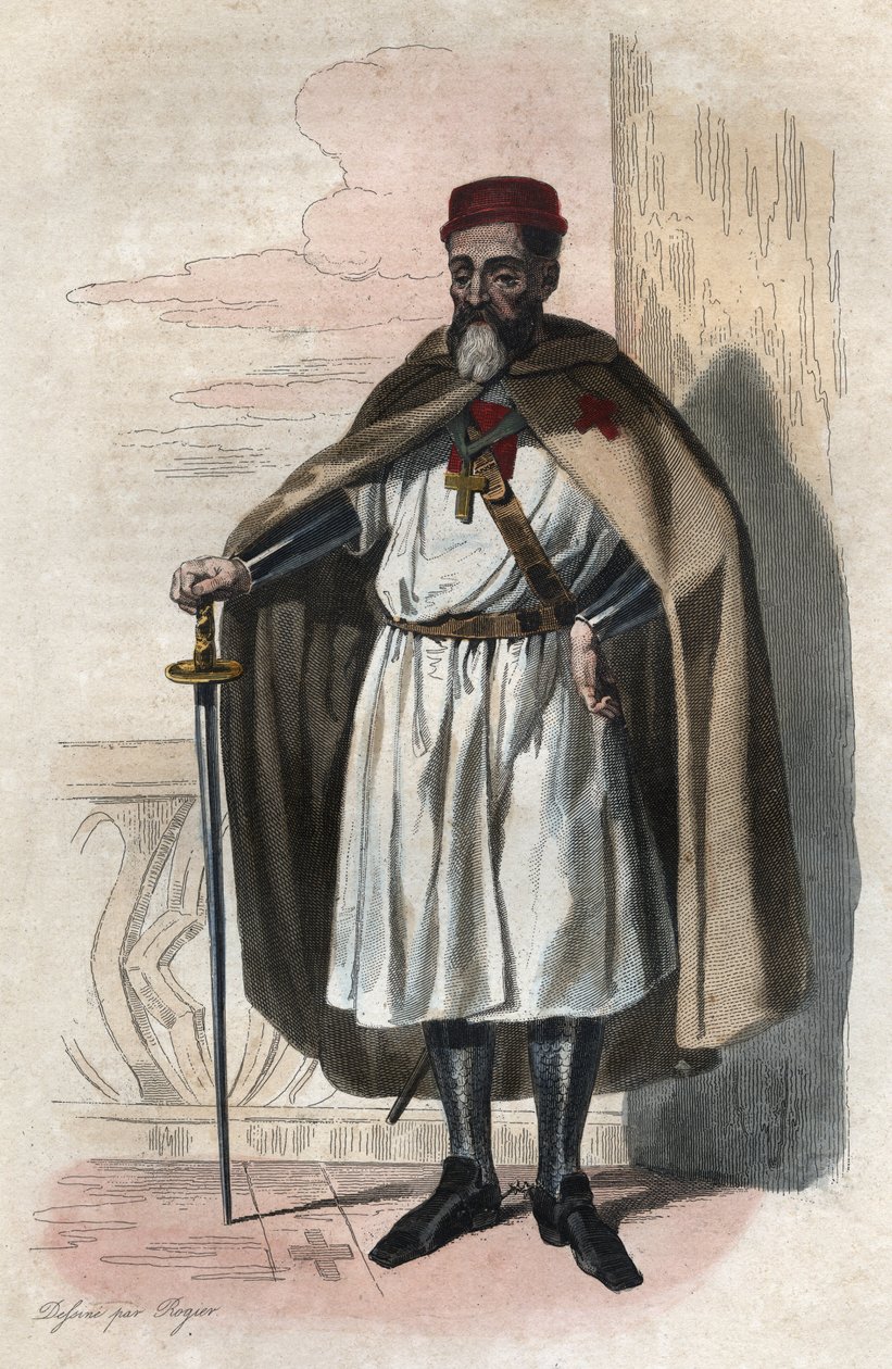 Portrait de Jacques de Molay (Molai) (1243-1314), Grand Maître des Templiers. illustration de « Le Plutarque Français » par Edmond Mennechet - Anonymous Anonymous