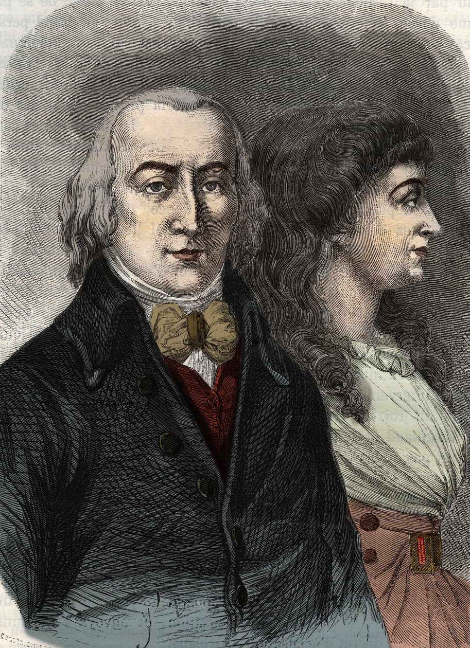 Portrait de Jean Marie Roland, Vicomte de la Platière (1734-1793) avec Manon Roland, ou Jeanne Marie, ou Manon Phlipon (Madame Roland) (Mme Roland) - Anonymous Anonymous