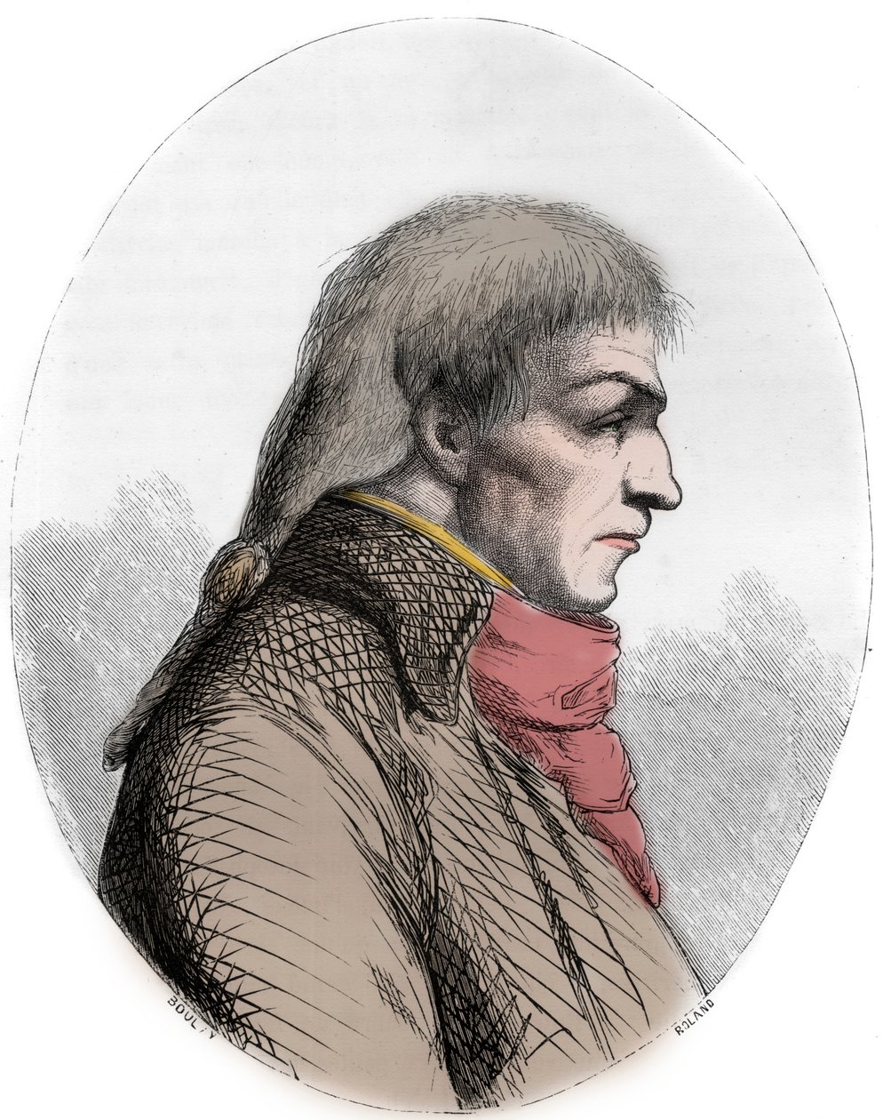 Portrait de Joseph Le Bon (1765-95) homme politique français - Portrait de Guislain François Joseph Le Bon (1765-1795), révolutionnaire français - Gravure de 1863 dans « Le Livre Rouge - Histoire De L