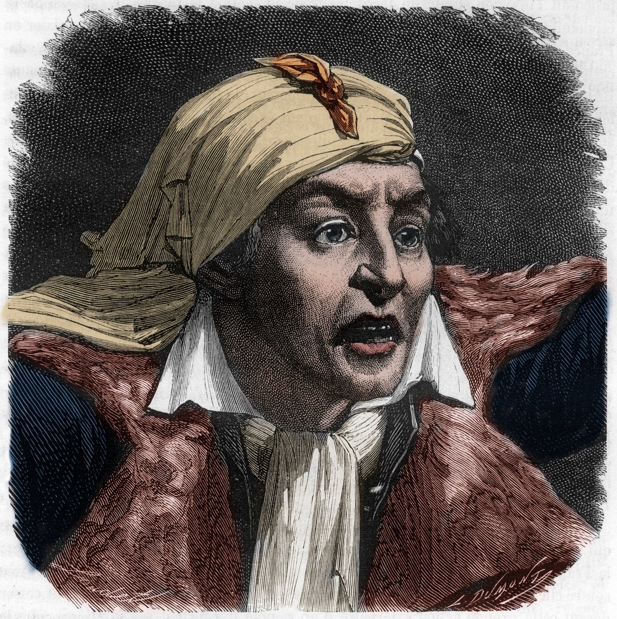 Portrait de Marat (1743-1793) - portrait de Jean-Paul (Jean Paul) Marat (1743-1793) politicien, journaliste français - Gravure dans Histoire des Girondins par Alphonse de Lamartine (1790-1869) 1865-1866 - Collection privée - Anonymous Anonymous