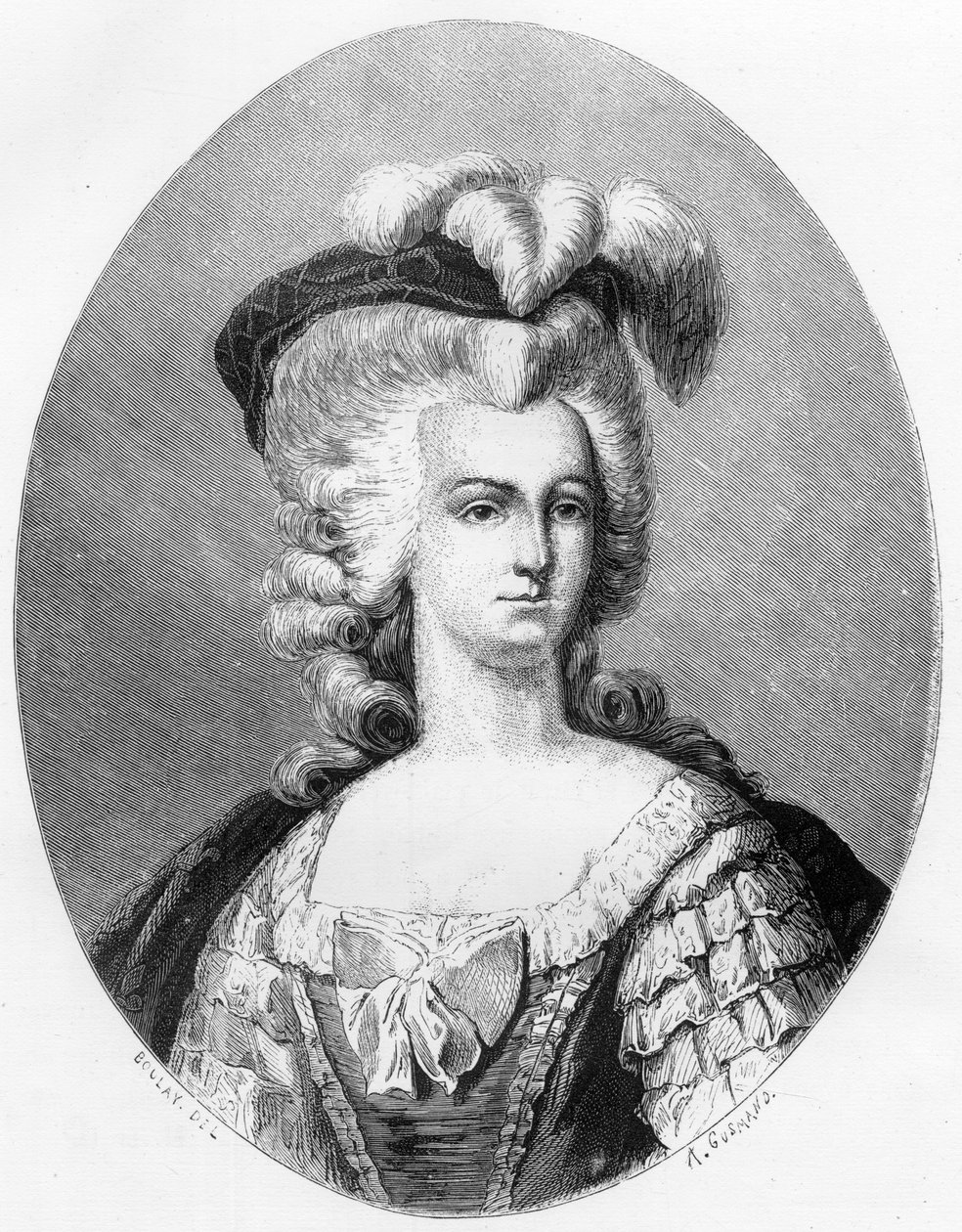 Portrait de Marie-Antoinette, reine de France. Gravure de 1863 dans "Le Livre Rouge - Histoire De L
