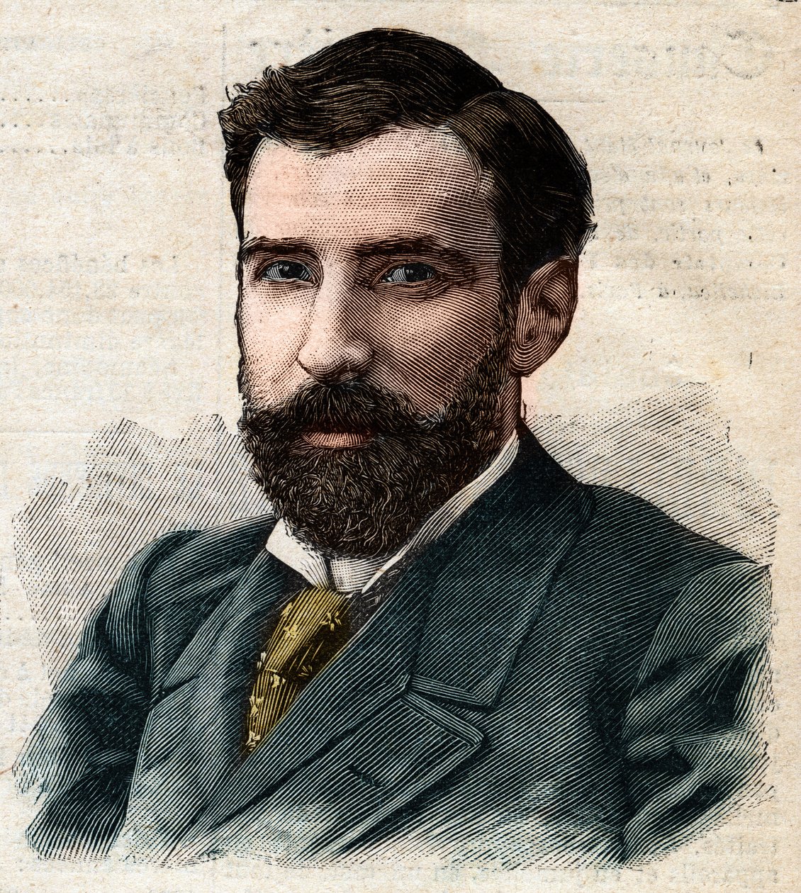Portrait de Pietro Paolo Savorgnan di Brazza ou Pierre Paul François Camille Savorgnan de Brazza en français (1852-1905) Gouverneur général du Congo français. Gravure dans "Le Petit Parisien" - Anonymous Anonymous