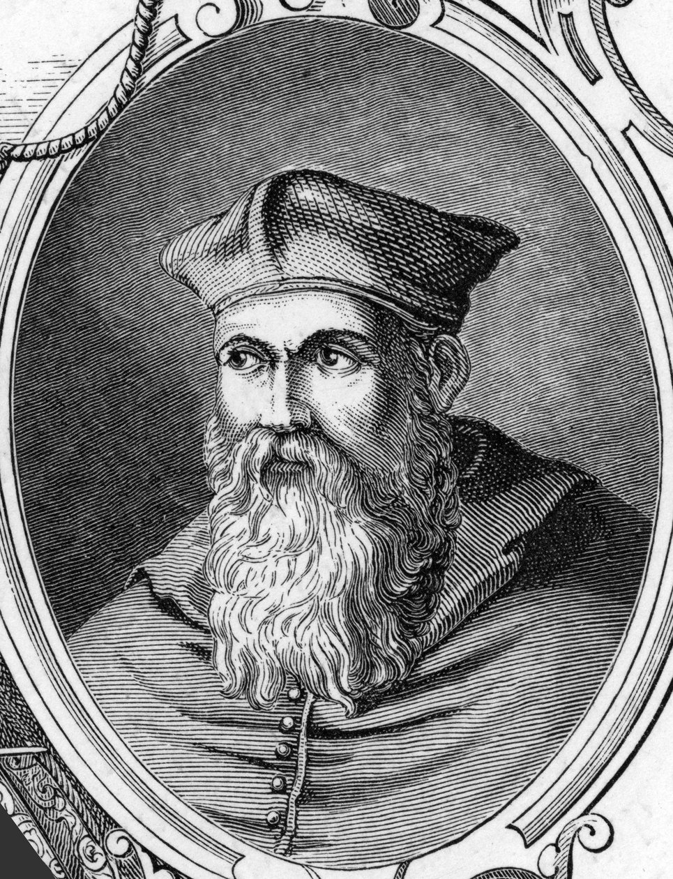 Portrait de Sebastiano Luciani dit Sebastiano del Piombo (1485-1547) peintre italien. Gravure de 1859 dans "Les galeries d
