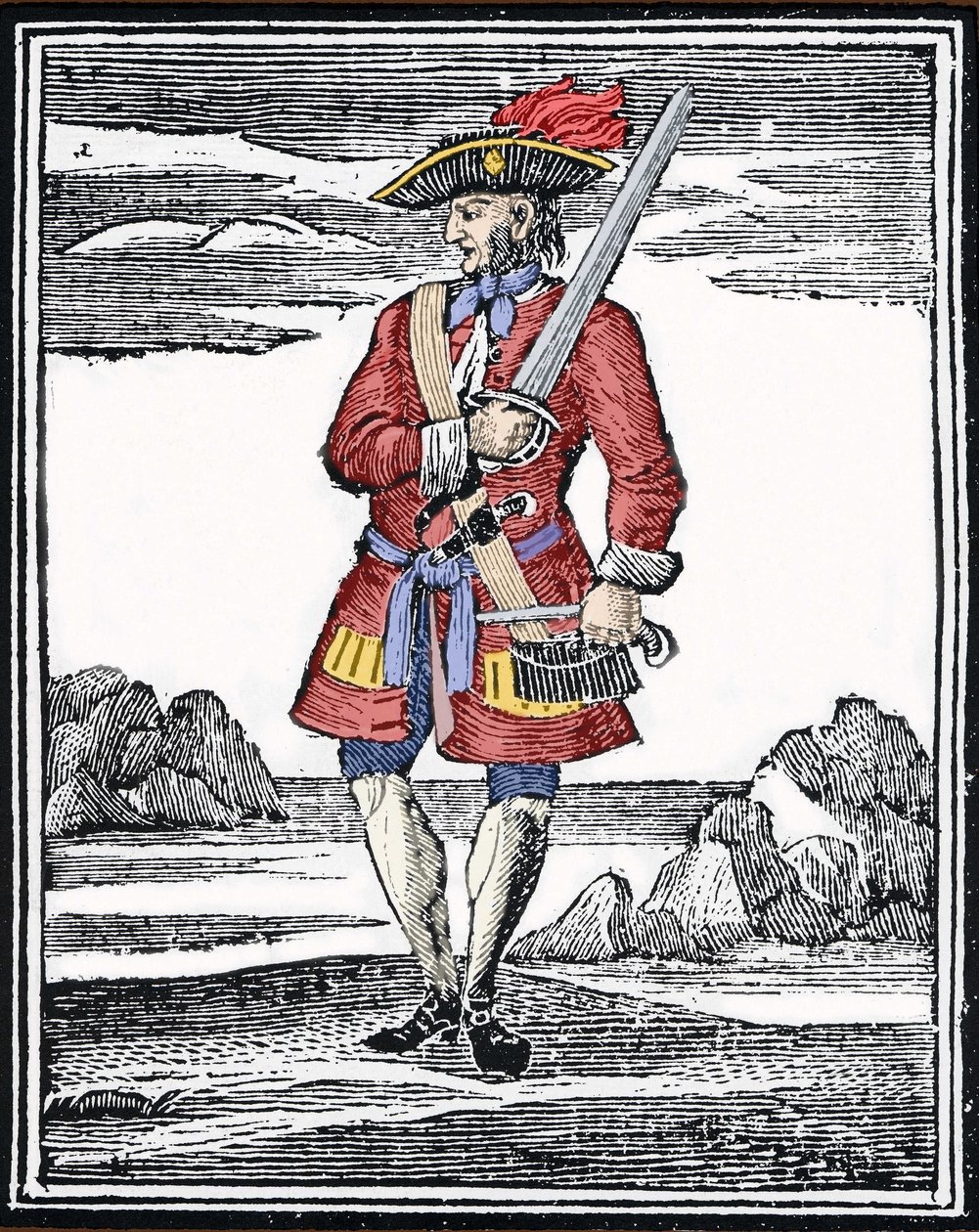 Portrait du pirate Jack Rackham dit le Rouge ou John Rackham, mieux connu sous le nom de Calico Jack (? 1720). Gravure. - Anonymous Anonymous