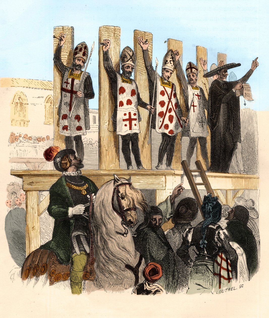 Punition du clou au 16e siècle. Illustration dans « Mystères de l
