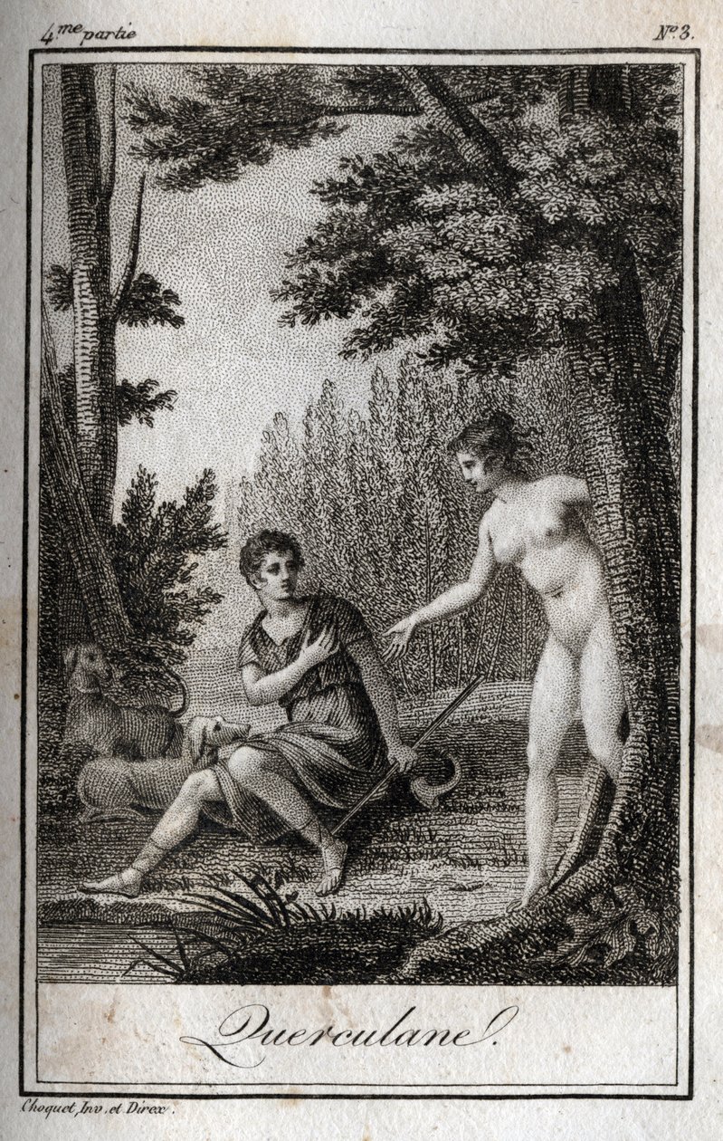 QUERCULANES, nymphes, protectrices des canaux. Gravure de 1819 dans « Lettres à Emilie sur la mythologie » de Charles Albert Demoustier (1760-1801). Collection privée. - Anonymous Anonymous