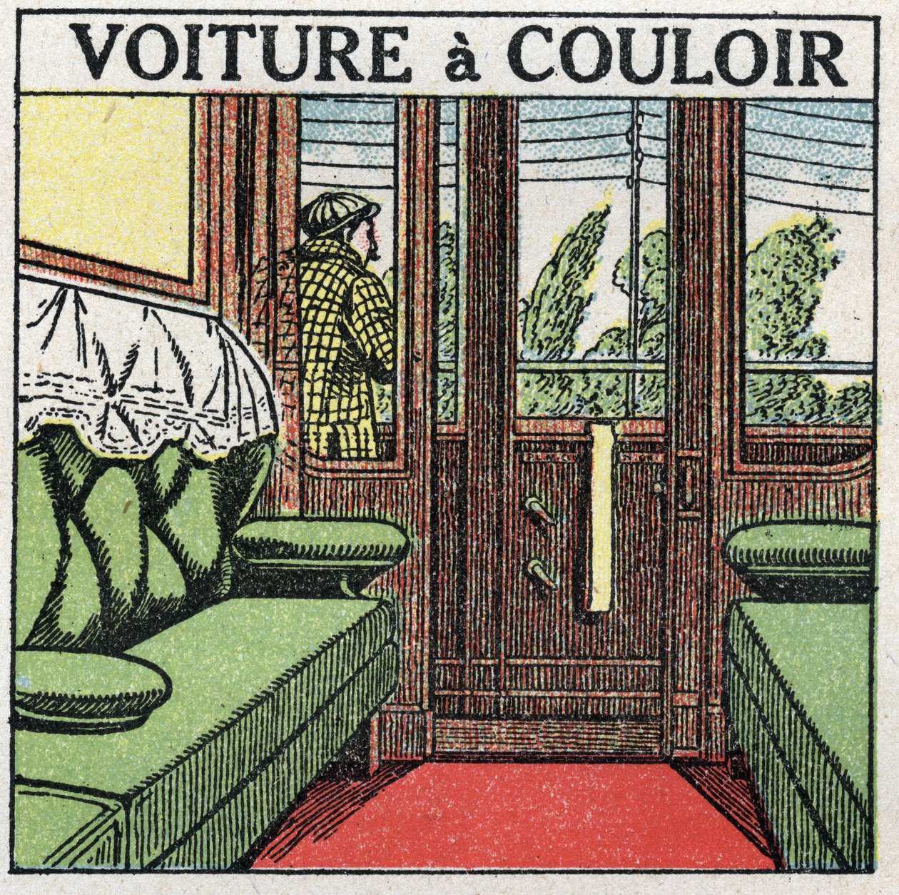 Chemins de fer : wagon-couloir. Illustration anonyme de 1925. Collection privée. - Anonymous Anonymous