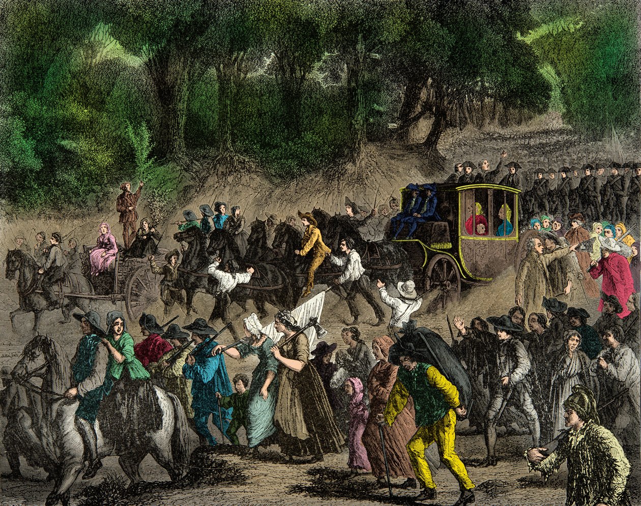 Retour de la famille royale à Paris après sa fuite à Varennes en 1791. Gravure. Collection privée - Anonymous Anonymous