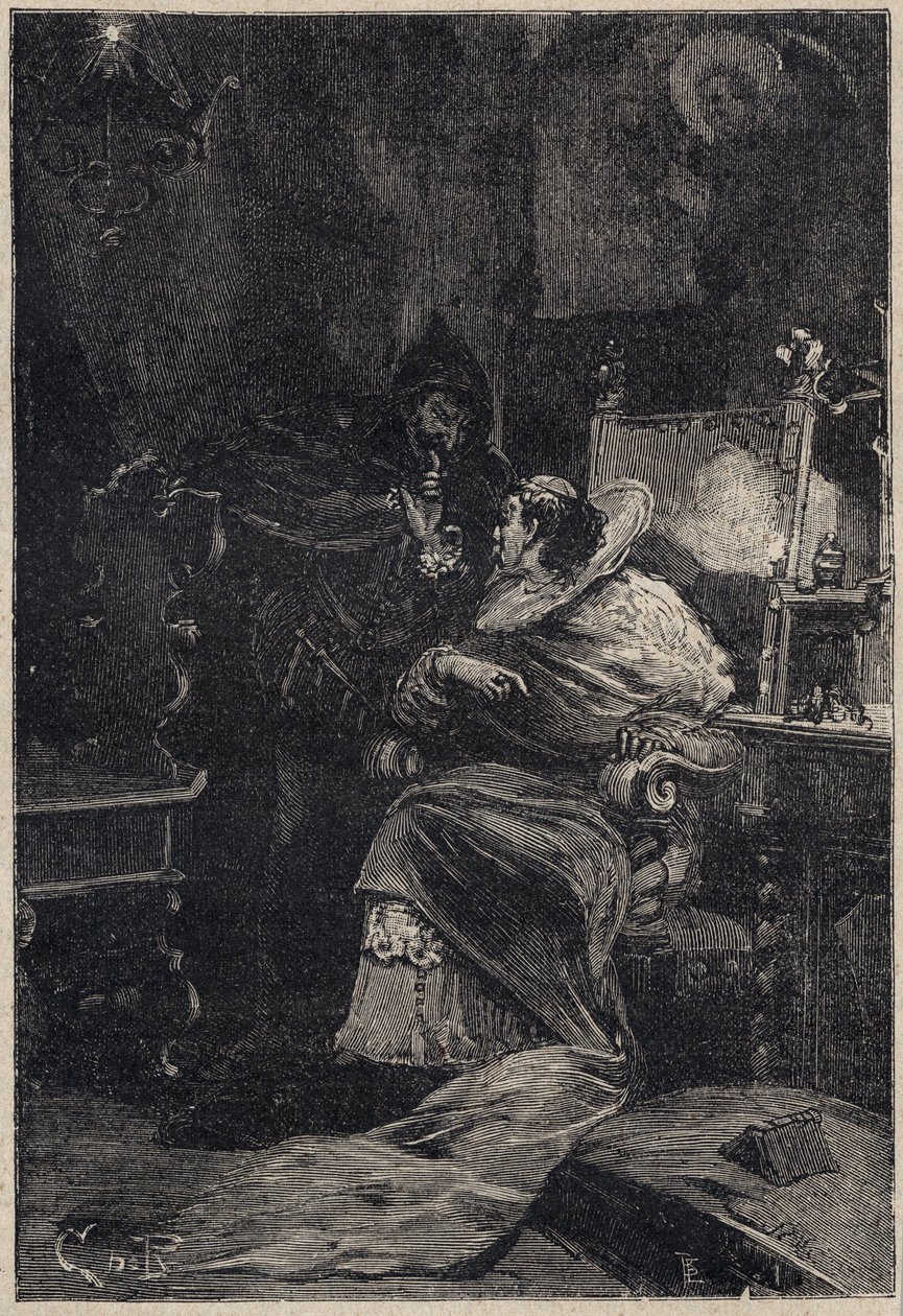 Rodrigo Borgia et Ascanio Maria Sforza Visconti (1455-1505) - gravure de 