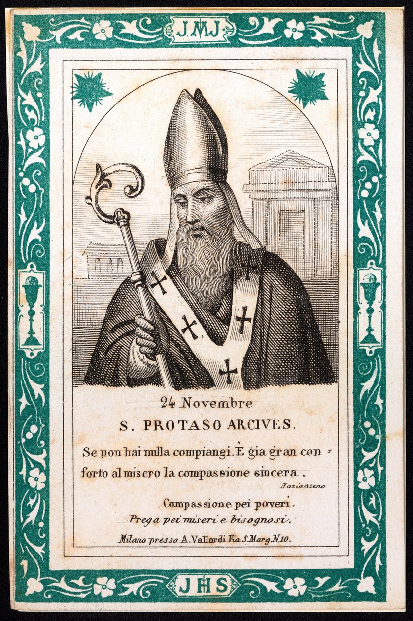 Saint Protais, évêque de Milan Image pieuse. Carte postale. Début du 20ème siècle - Anonymous Anonymous