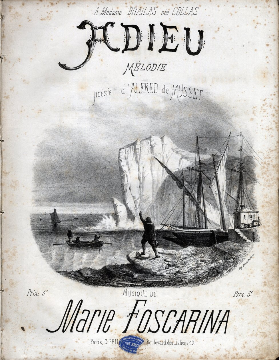 Partition de la mélodie « Adieu » par Marie Foscarina d