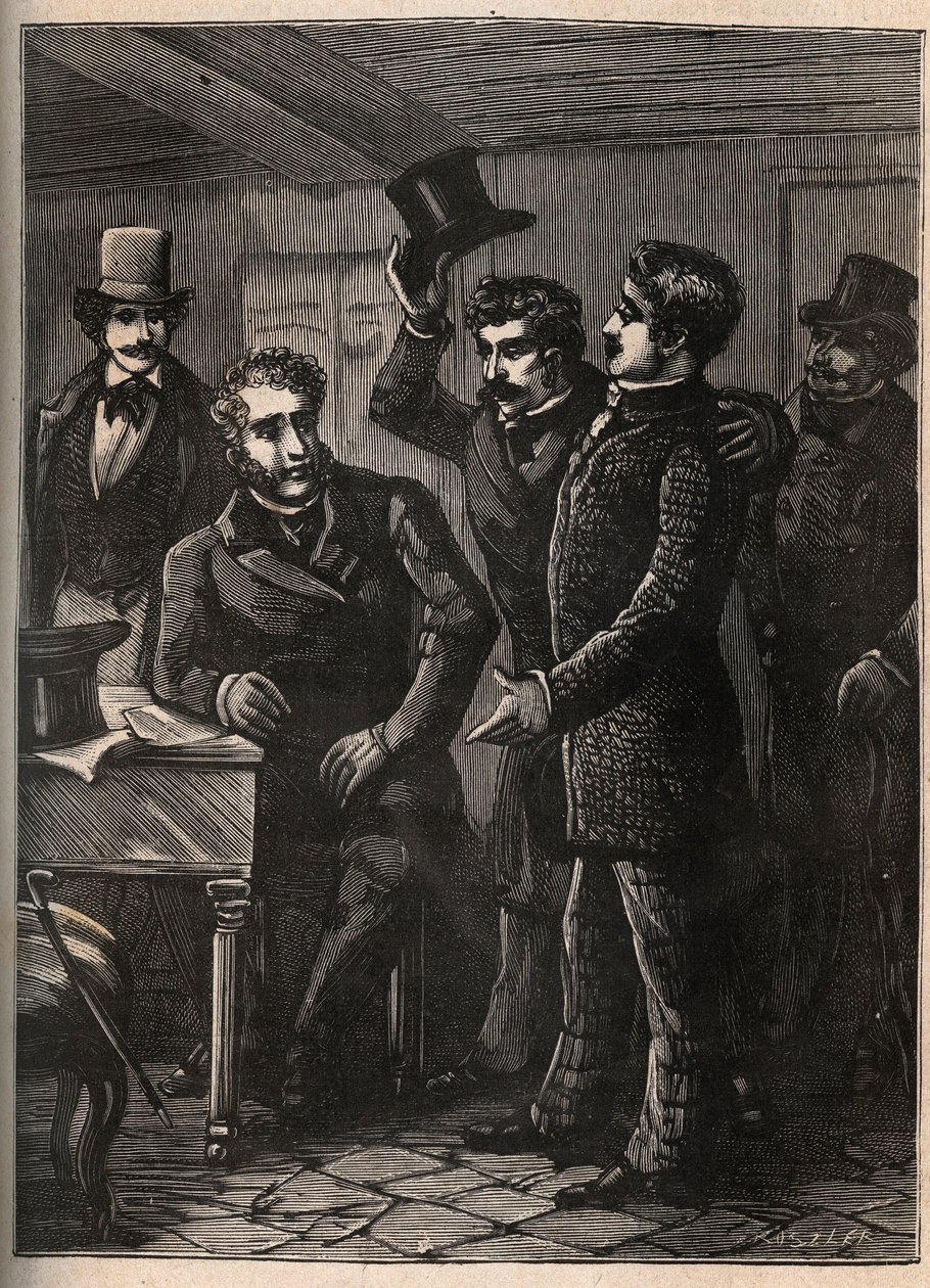 Le sergent Charles Goubin (1798-1822) est arrêté par Eugène-François Vidocq - gravure dans Les quatre sergents de La Rochelle grand récit historique et dramatique par Jules Beaujoint - vers 1900 - Anonymous Anonymous