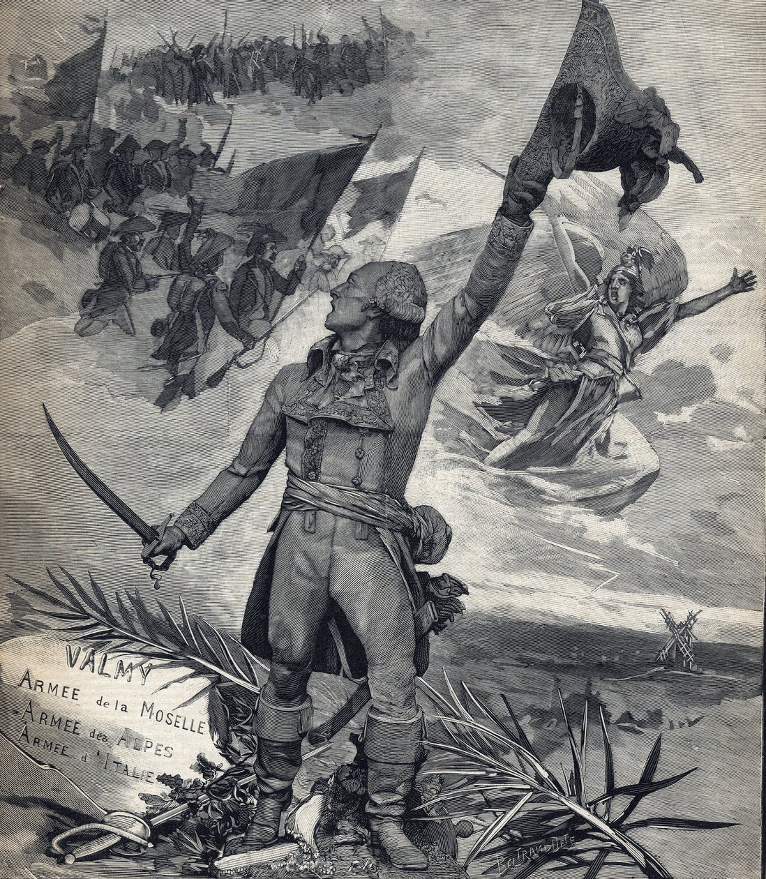 Statue du général François Christophe Kellerman (1735-1820) général français, vainqueur de la bataille de Valmy (20 septembre 1792) : "Vive la nation !". Gravure dans "Le Petit Parisien" le 14/09/1892. Collection privée - Anonymous Anonymous