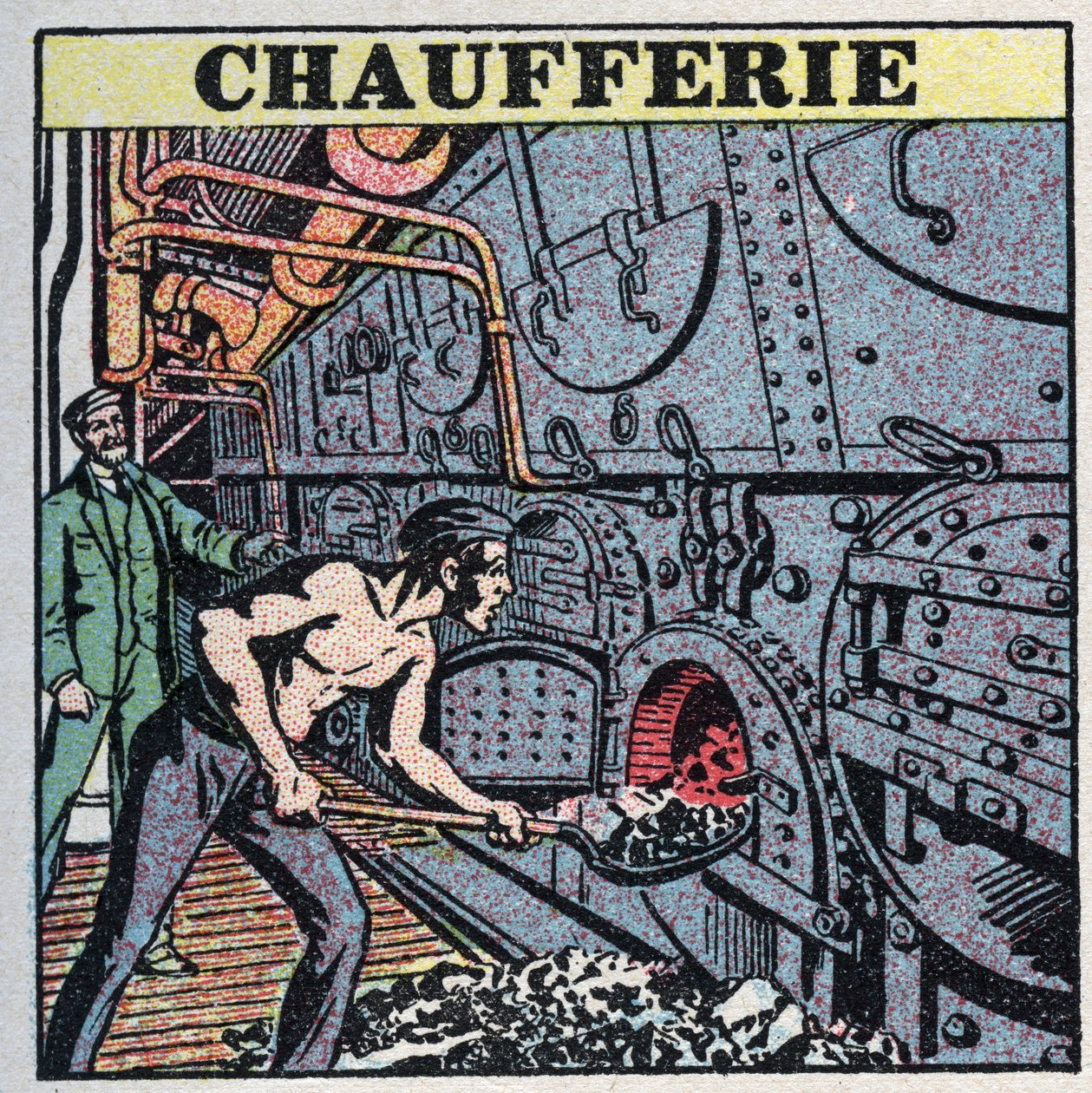 Générateurs de vapeur : salle des chaudières. Illustration anonyme de 1925. Collection privée. - Anonymous Anonymous