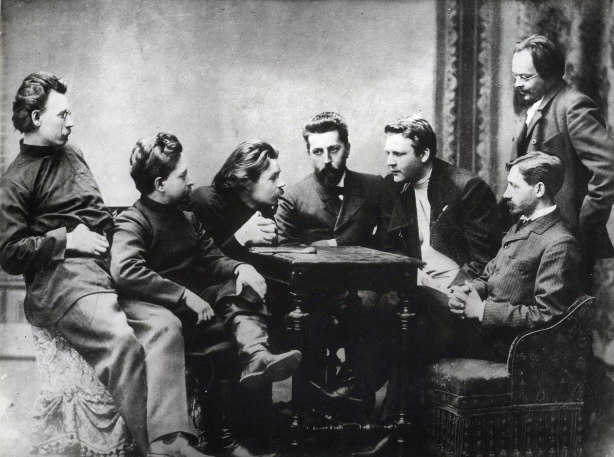 Le Sreda littéraire de Moscou - Membres du cercle littéraire Sreda, formé dans la seconde moitié des années 1890 par des écrivains réalistes russes - Portraits d