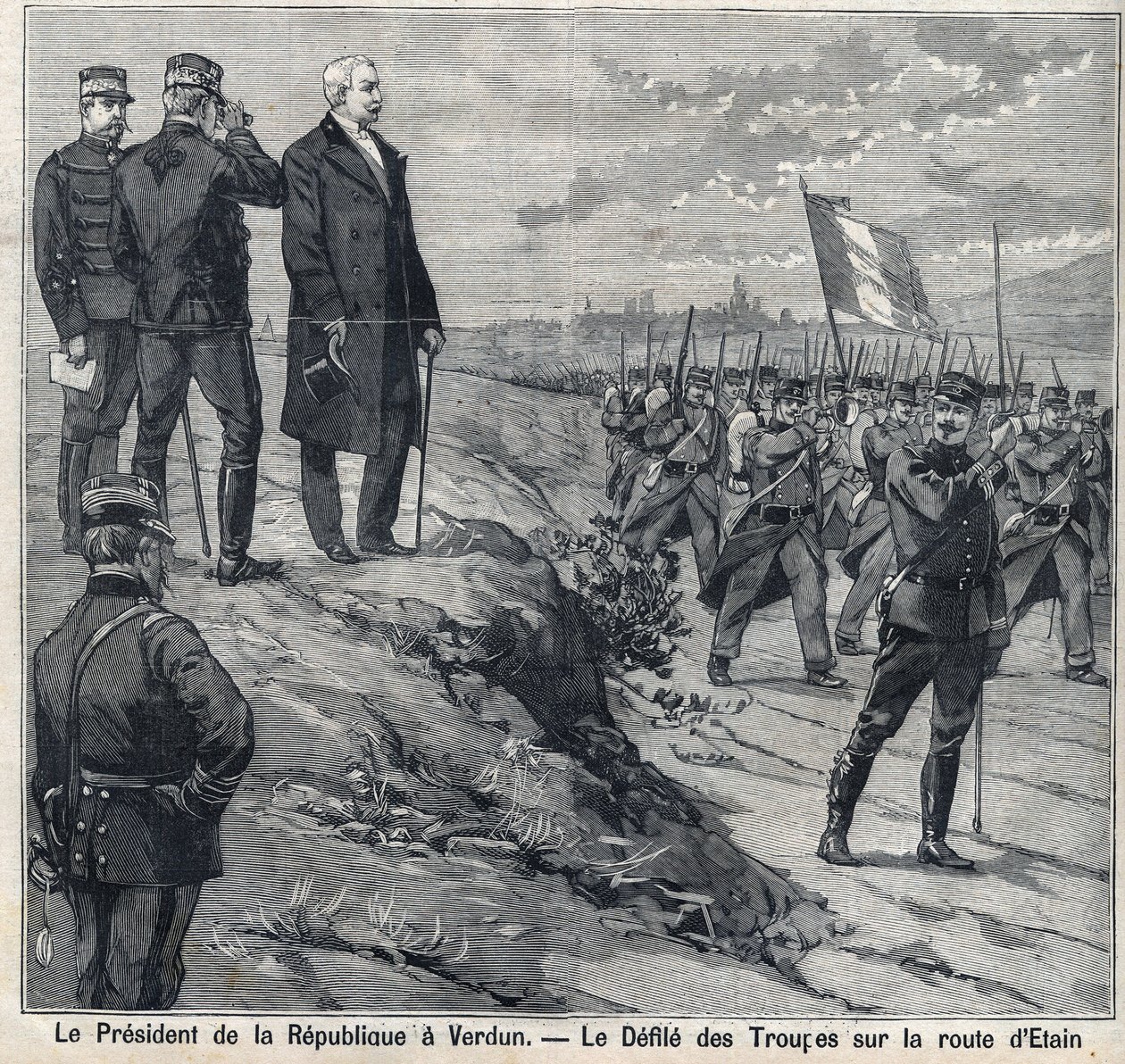 Le président de la République Félix Faure (1841-1899) visite Verdun (Meuse) : le défilé de l
