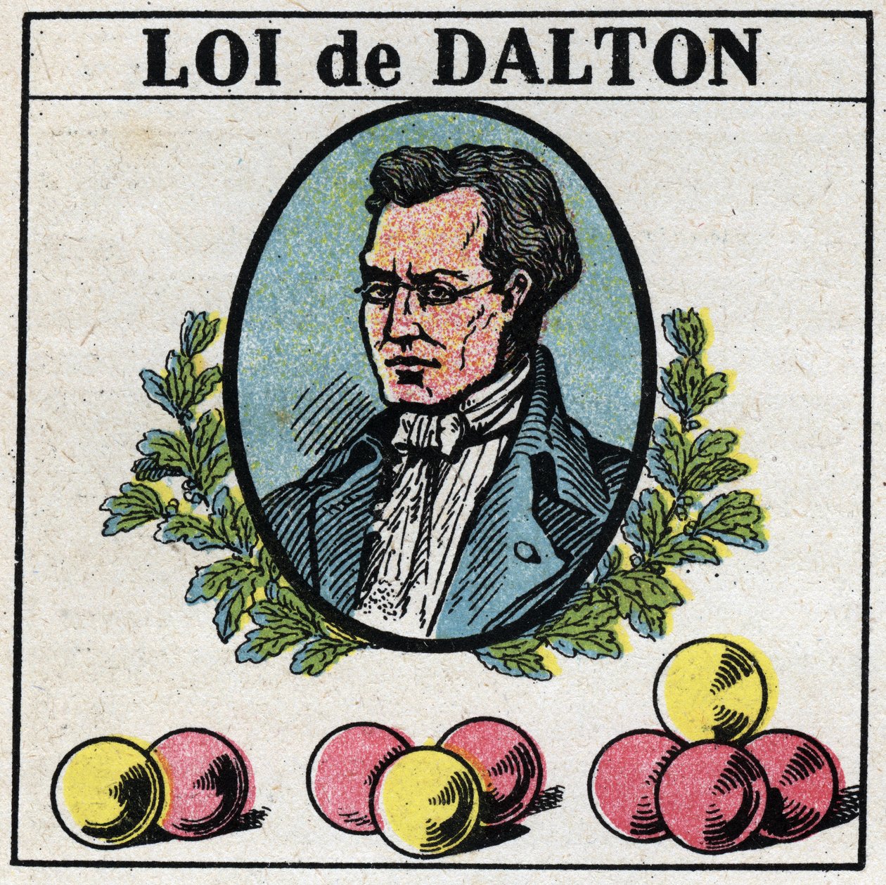 Les atomes : La loi de John Dalton (1766-1844). Illustration anonyme de 1925. Collection privée. - Anonymous Anonymous