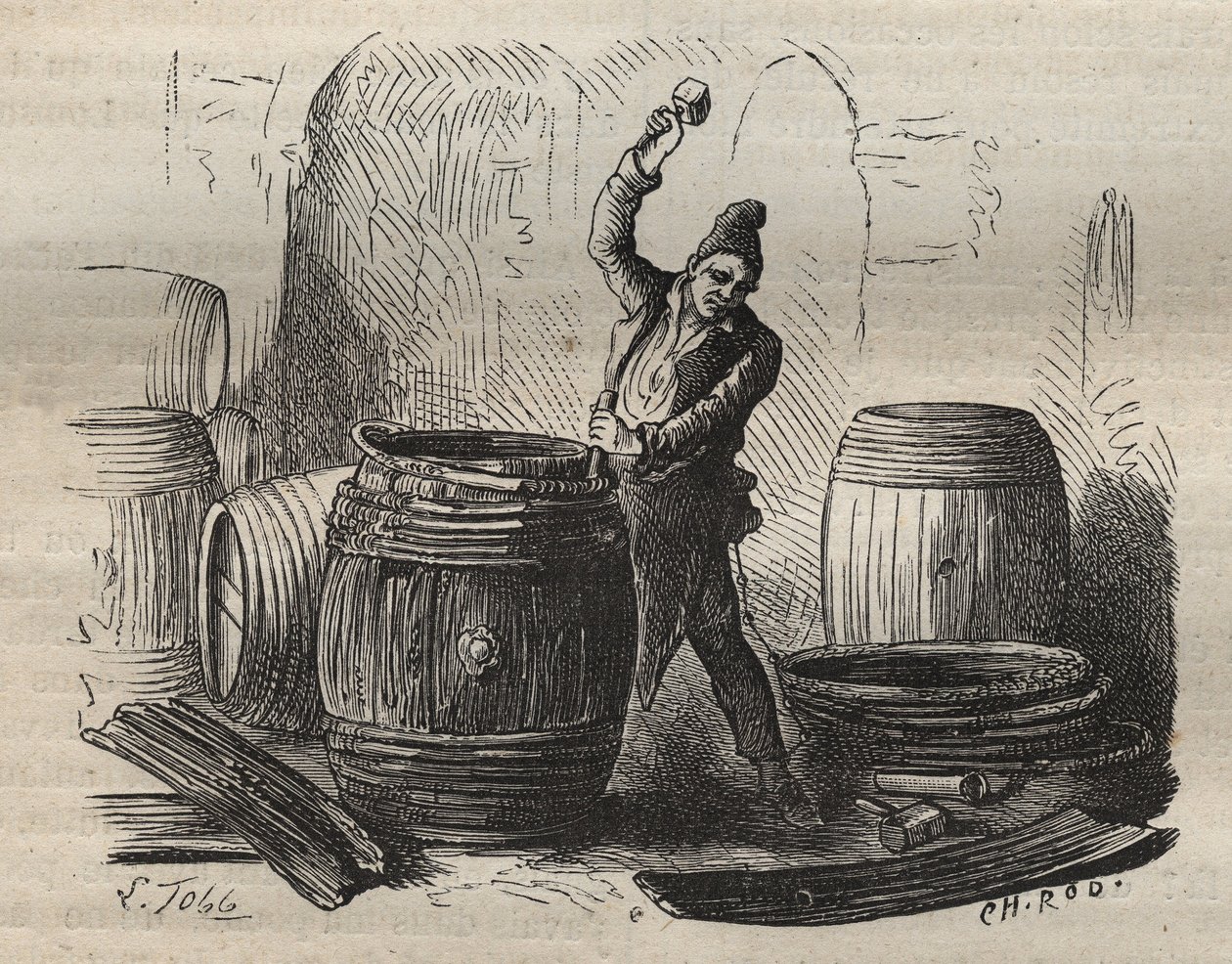 Le tonnelier du bagne de Toulon au XIXe siècle. Gravure dans « Histoire des bagnes depuis leur création à nos jours » (1877) par Pierre Zaccone (1817-1895). Collection privée - Anonymous Anonymous