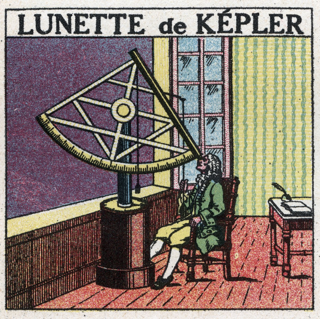 Les premiers instruments optiques : lunette astronomique de Johannes Kepler (1571-1630) inventée vers 1615. Illustration anonyme de 1925. Collection privée. - Anonymous Anonymous