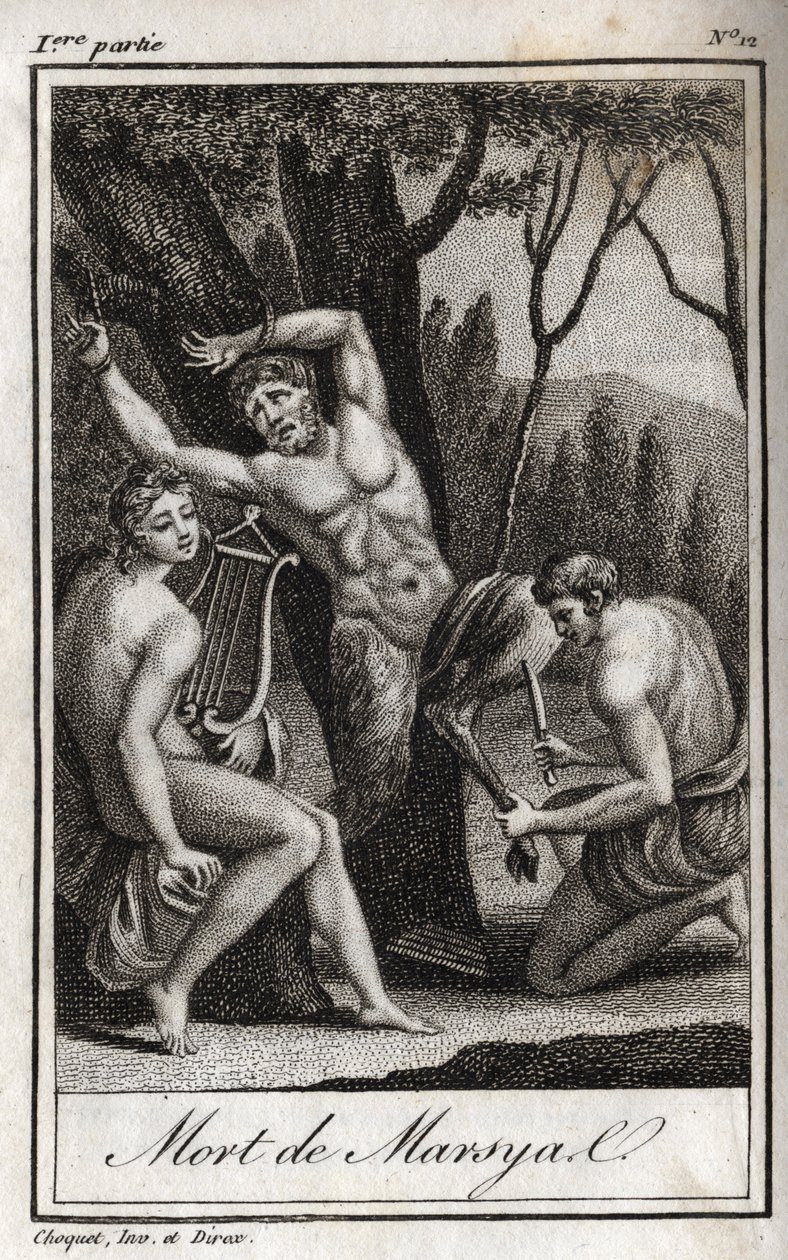 Le châtiment ou la mort de Marsyas (Le Châtiment de Marsyas) puni pour avoir défié Apollon à la lyre et écorché par l