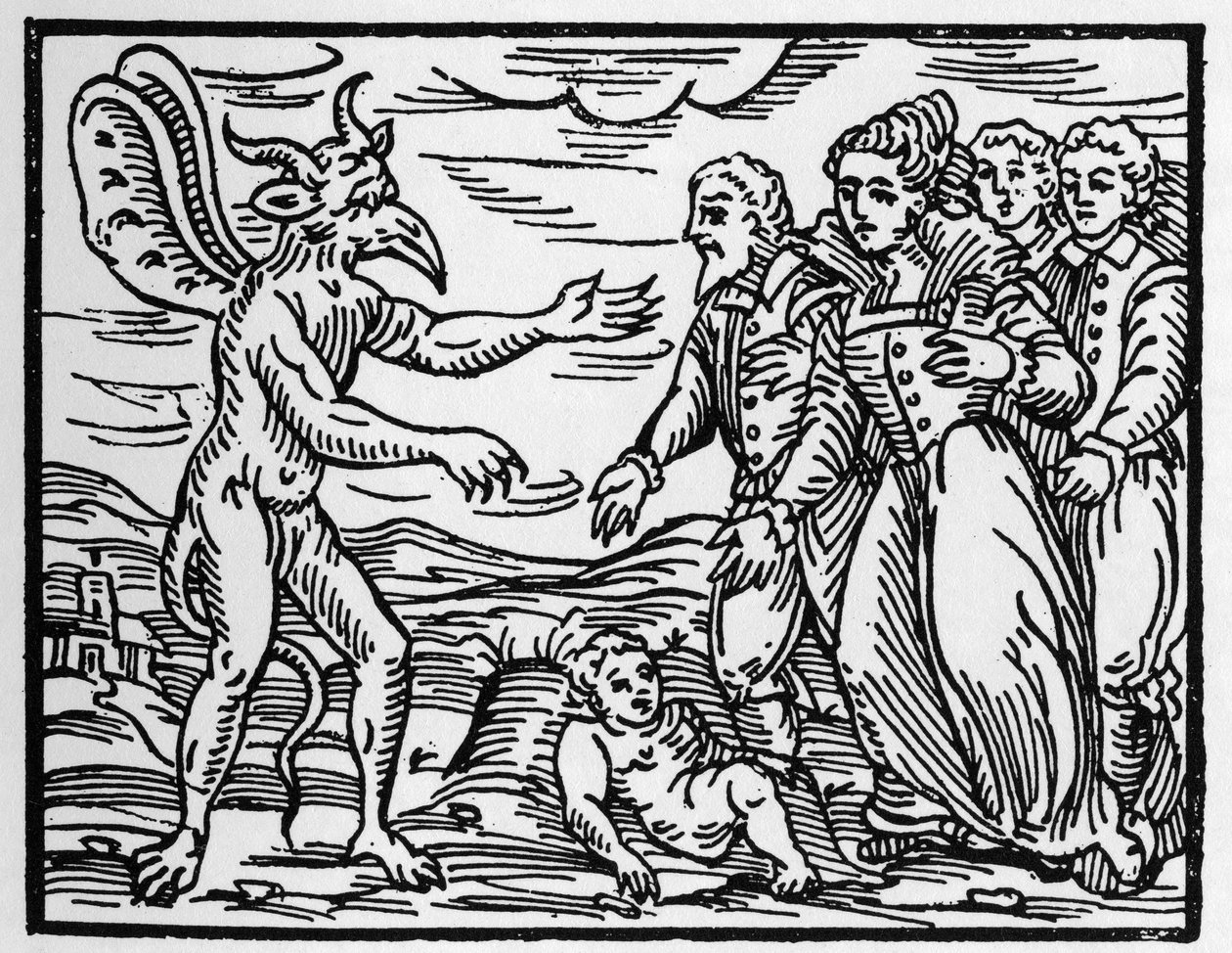 Les sorciers présentant un enfant au diable - « Compendium Maleficarum », traite des sorcières, de leurs maux et de leurs sortilèges par Francesco Maria Guazzo (1608) - Collection privée - Anonymous Anonymous