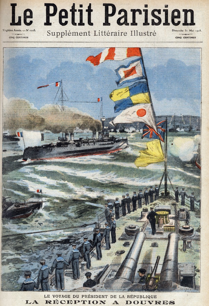 Le voyage du président de la République française Armand Fallières (1841-1931) : la réception à Douvres, Angleterre. Dans « Le Petit Parisien » du 31/05/1908. Collection privée - Anonymous Anonymous