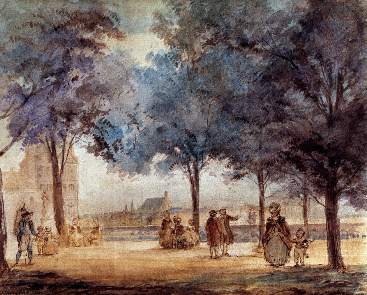 Vue de la terrasse des Tuileries à Paris en 1786 - Anonymous Anonymous