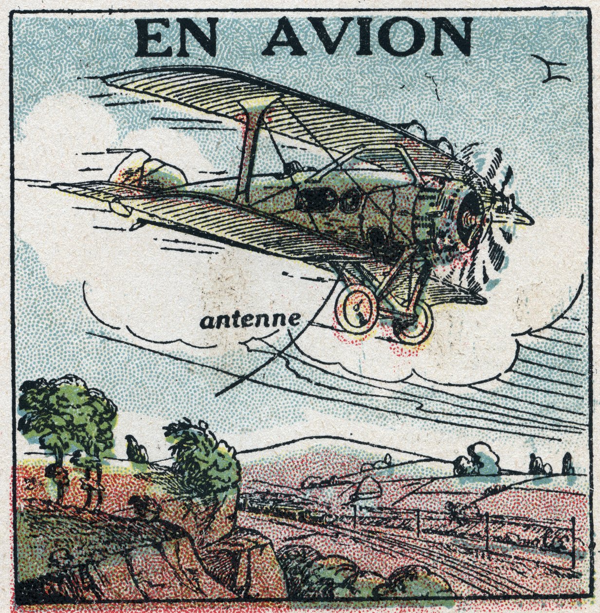 Téléphonie sans fil : par avion. Illustration anonyme de 1925. Collection privée. - Anonymous Anonymous
