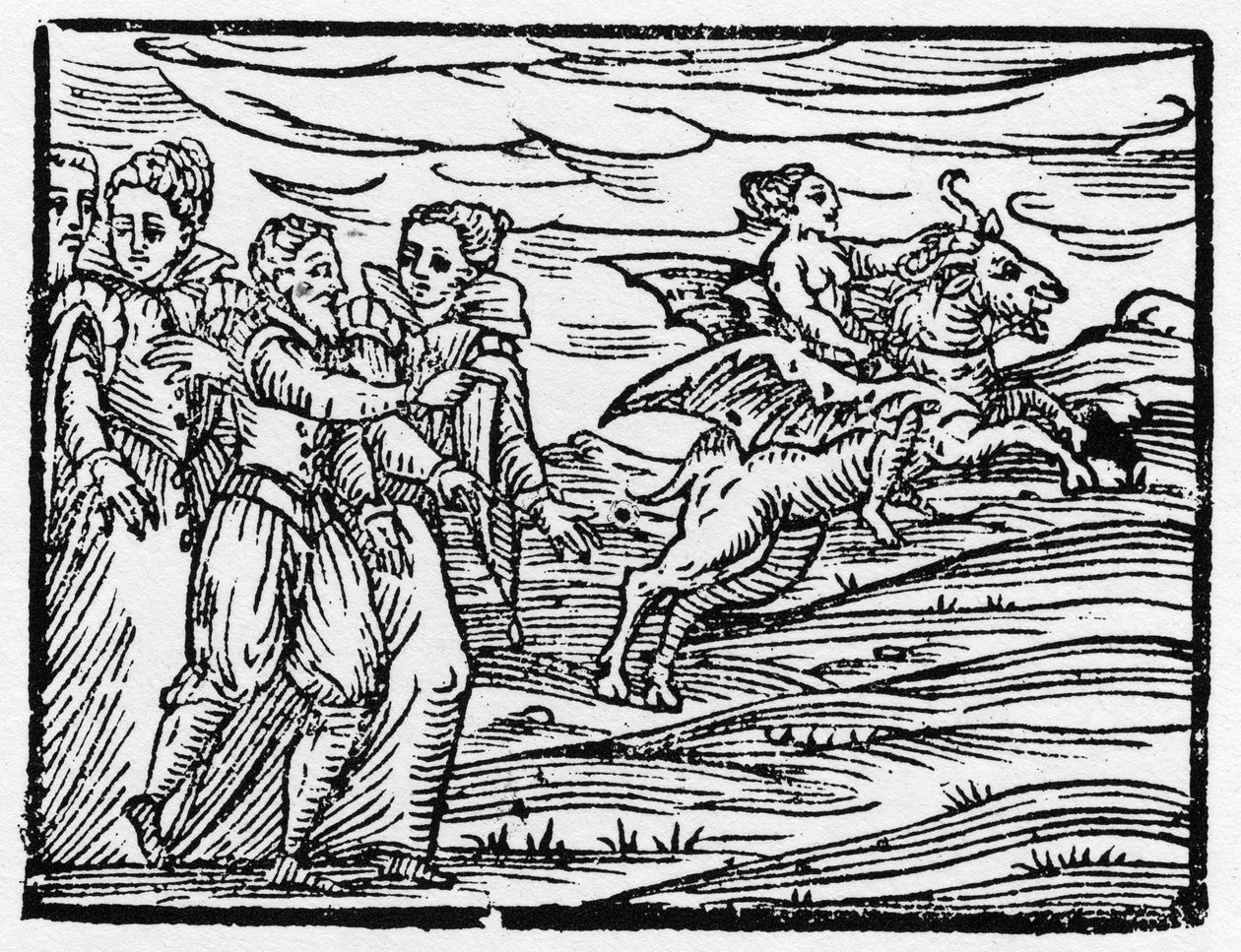 Sorcière chevauchant une chèvre - "Compendium Maleficarum", traite des sorcières, de leurs maux et de leurs sortilèges par Francesco Maria Guazzo ou Guaccio ou Guaccius (15?? -16??) 1608 Collection privée - Anonymous Anonymous