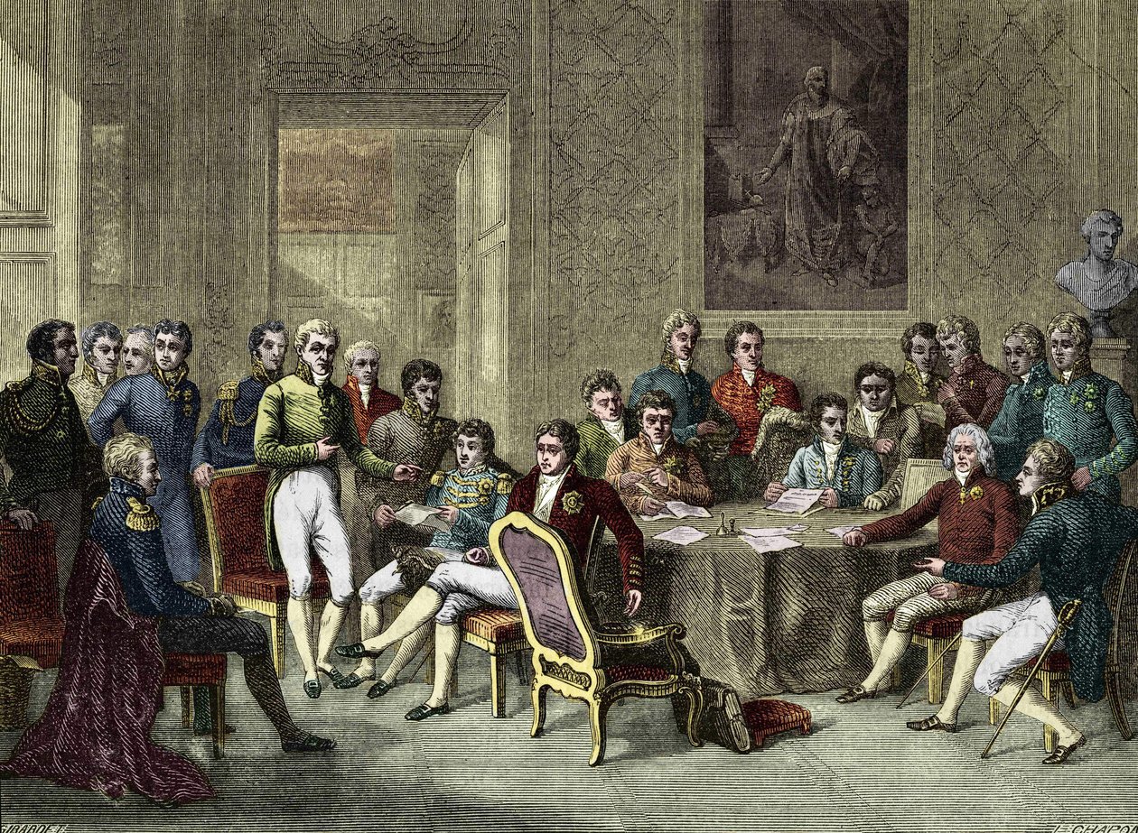 Le Congrès de Vienne. Le Congrès de Vienne en 1815. Alexandre Ier, Tsar; H.R. Stewart, Castlereagh; François Ier, Empereur d