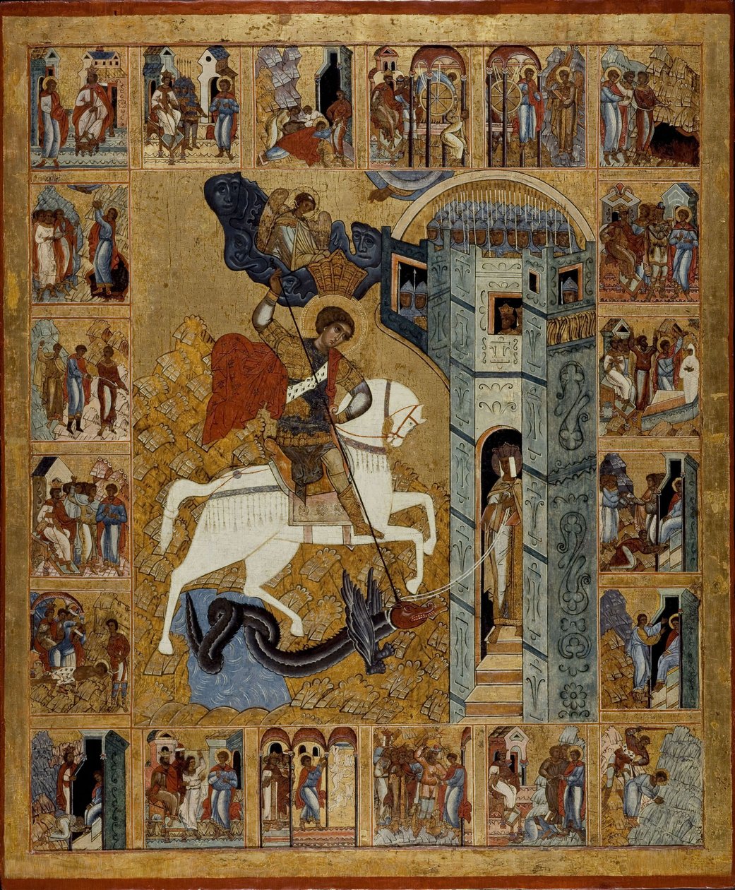 Saint Georges avec des scènes de sa vie - Anonymous Russian icon painter