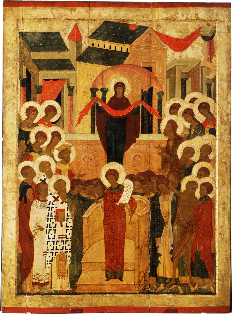 La protection de la Mère de Dieu Pokrov, seconde moitié du 15e siècle - Anonymous Russian icon painter
