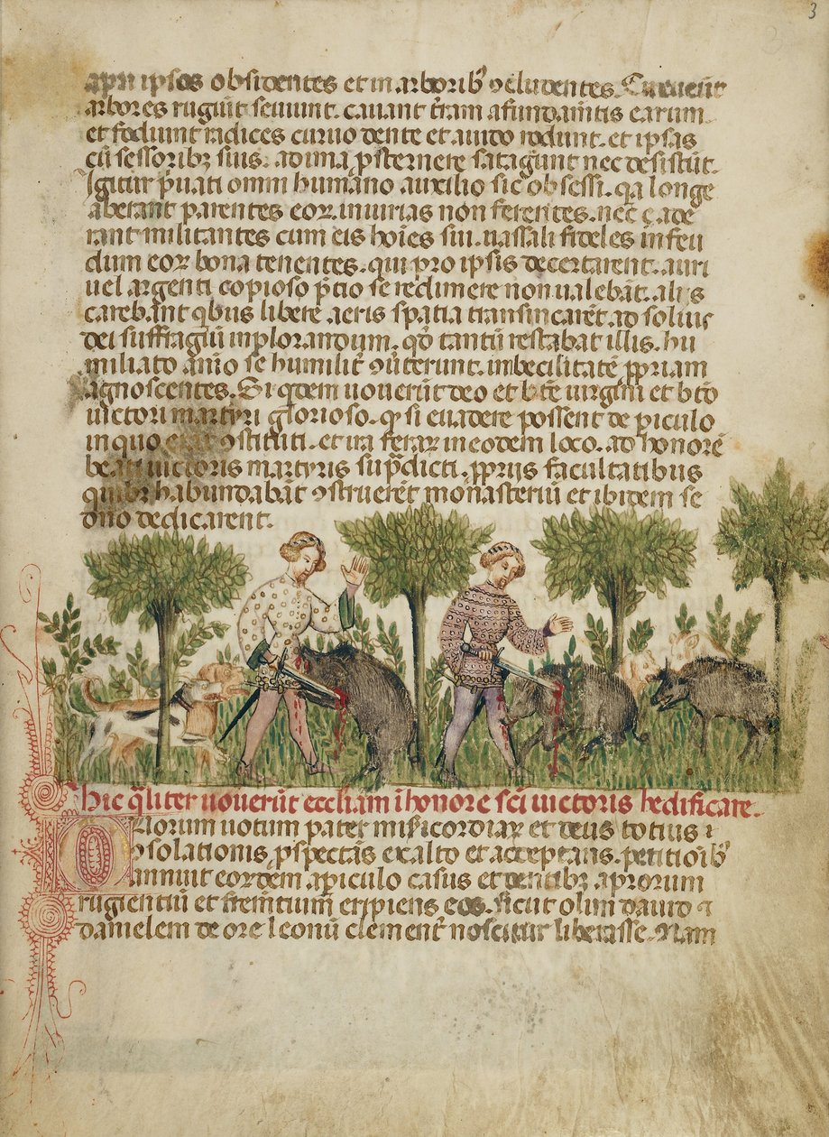 Aimo et Vermondo tuant deux sangliers - Anovelo da Imbonate