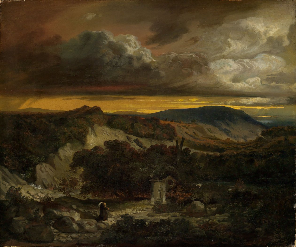 Paysage au crépuscule avec un ermite rentrant chez lui - Anselm Feuerbach
