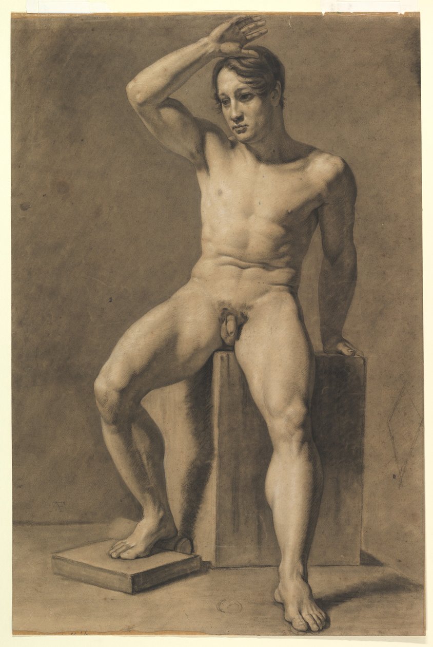 Nu masculin assis (recto) ; Nu masculin marchant (verso) - Anselm Feuerbach
