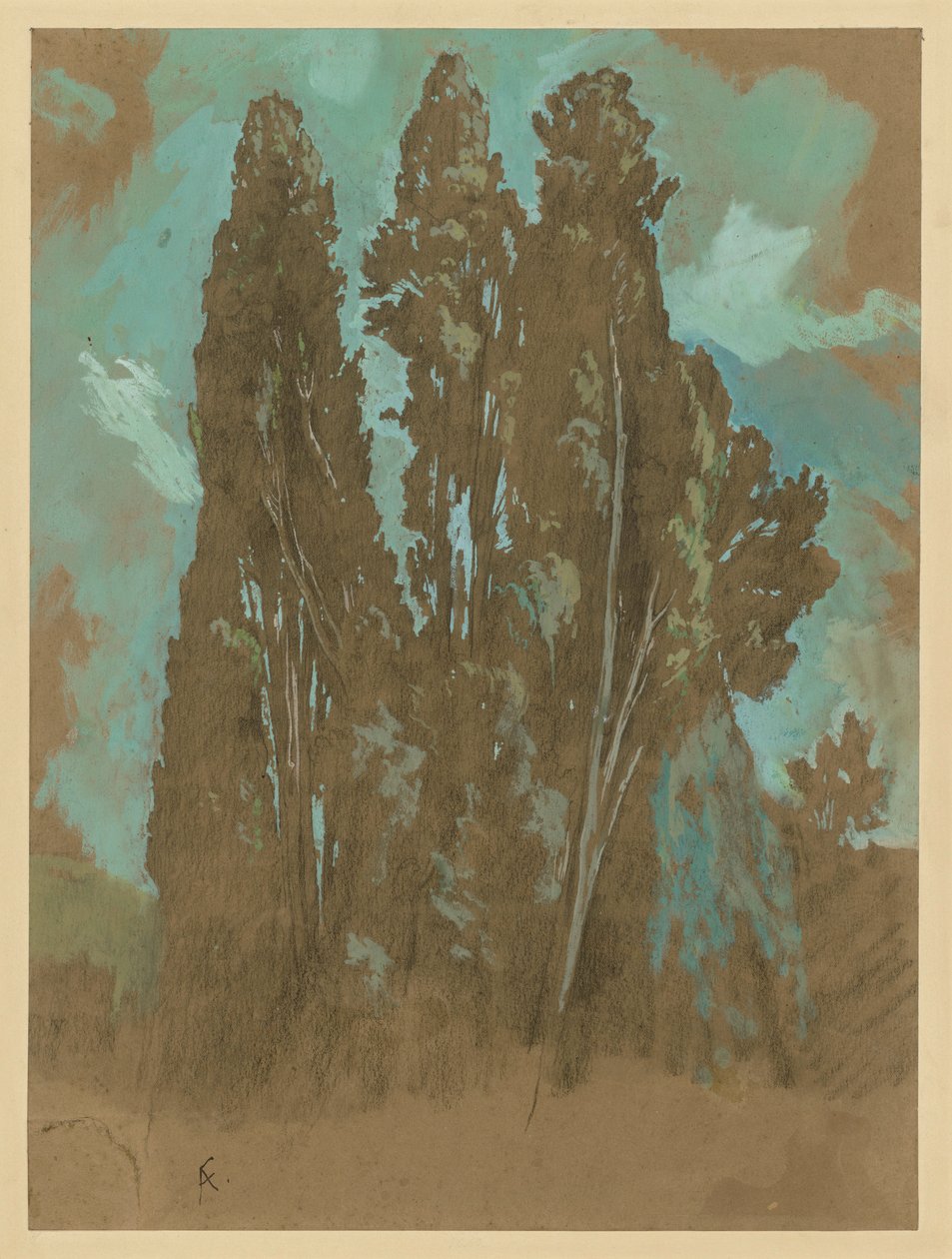 Étude sur les cyprès - Anselm Feuerbach