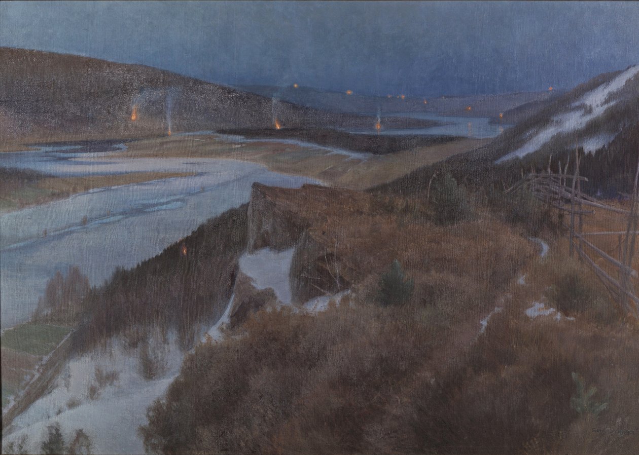 Nuit de Walpurgis à Bergslagen, Grangärde dans le Dalarna - Anshelm Leonard Schultzberg