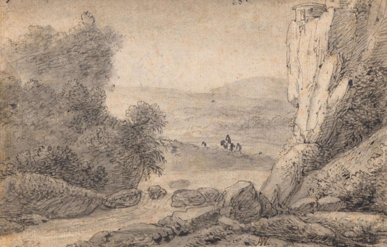 Paysage montagneux avec des voyageurs - Anthonie Waterloo