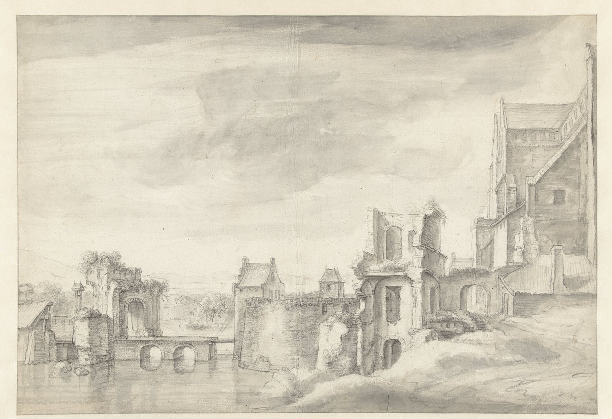 Vue de ruines au bord d