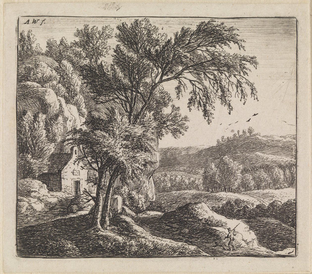 Paysage avec une maison près d