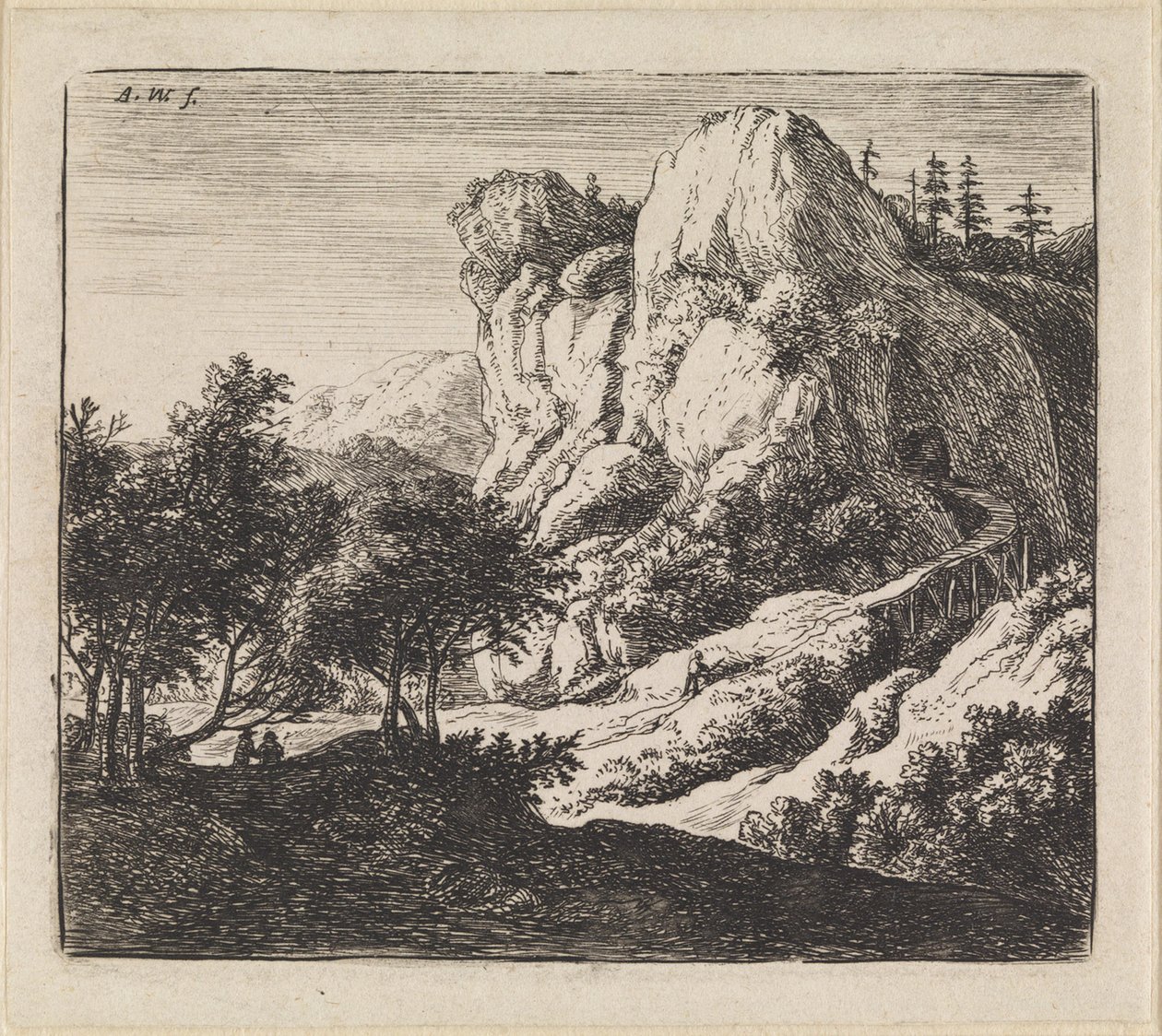 Paysage avec tunnel - Anthonie Waterloo