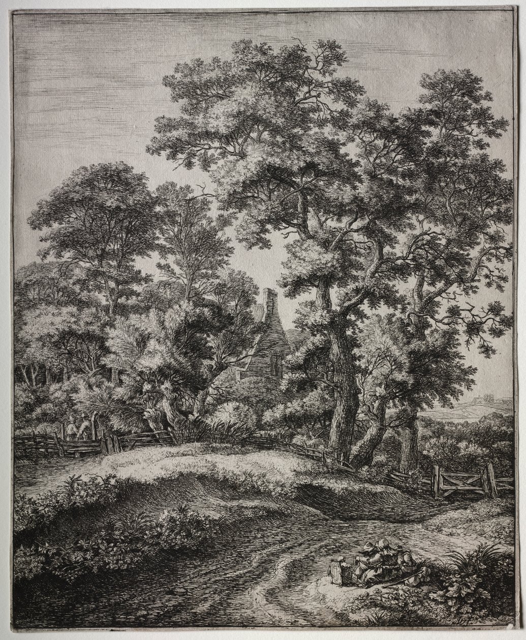 Six grands paysages verticaux : Une mère et trois enfants au repos - Anthonie Waterloo