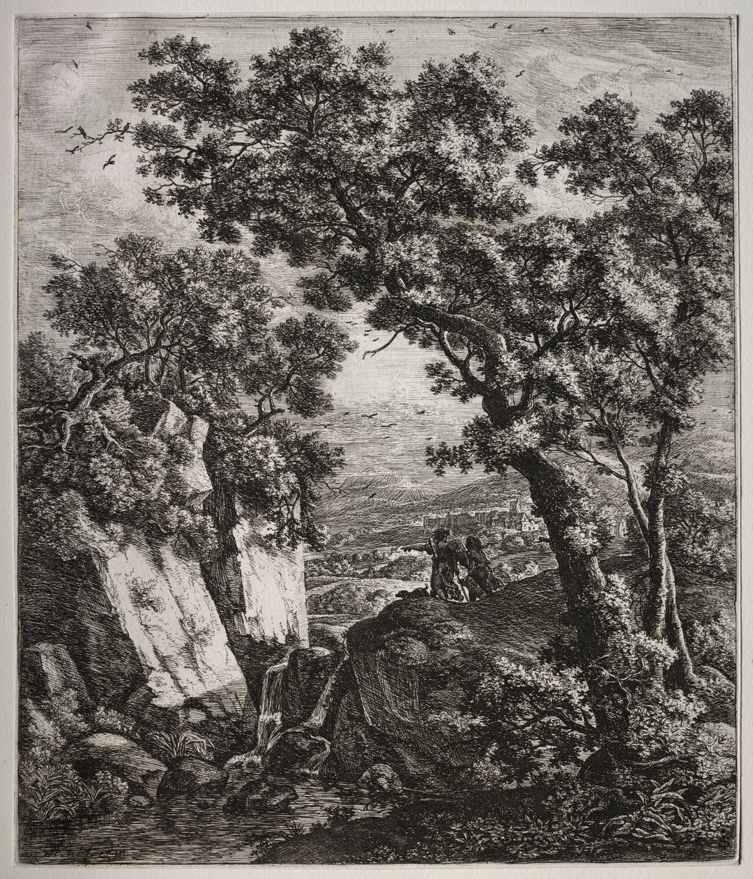 Six grands paysages verticaux avec des scènes de l