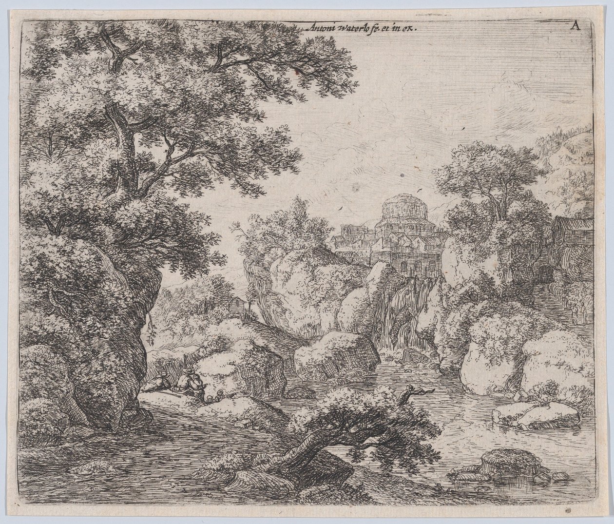 Le dôme et la cascade, 17ème siècle - Anthonie Waterloo